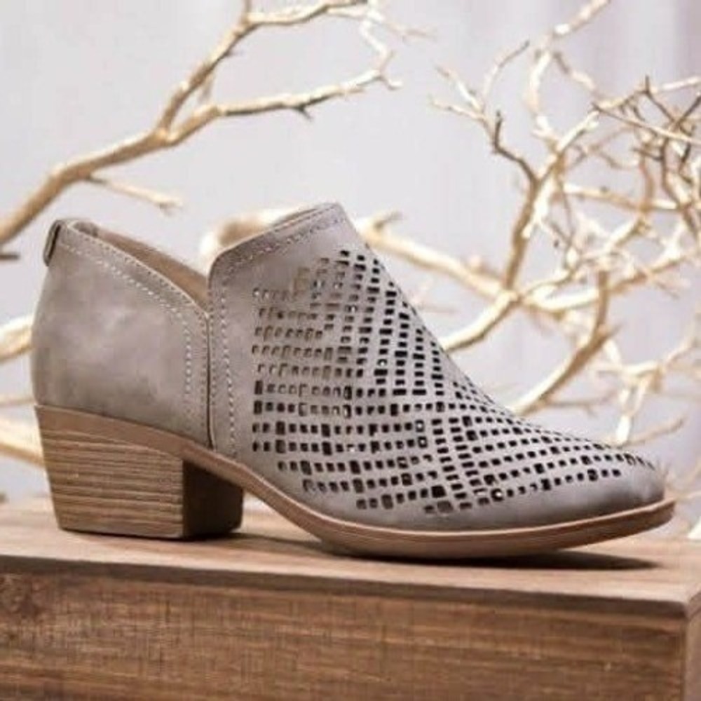 Women’s Perforated Cutout Ankle Bootie - Taupe